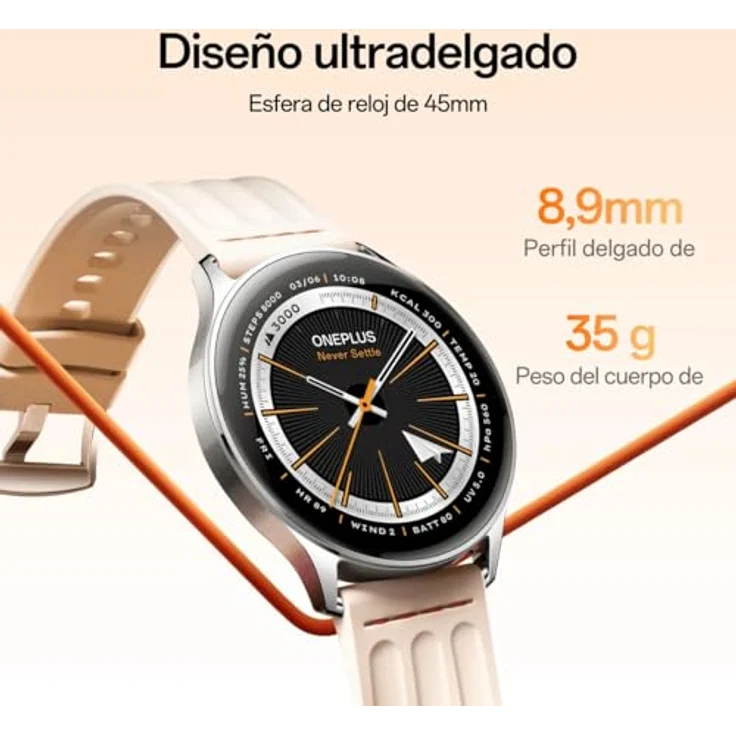 OnePlus Watch Lite 45 mm, Silber, AMOLED Display, 10 Tage Akkulaufzeit, 4 GB Speicher – Bild 2