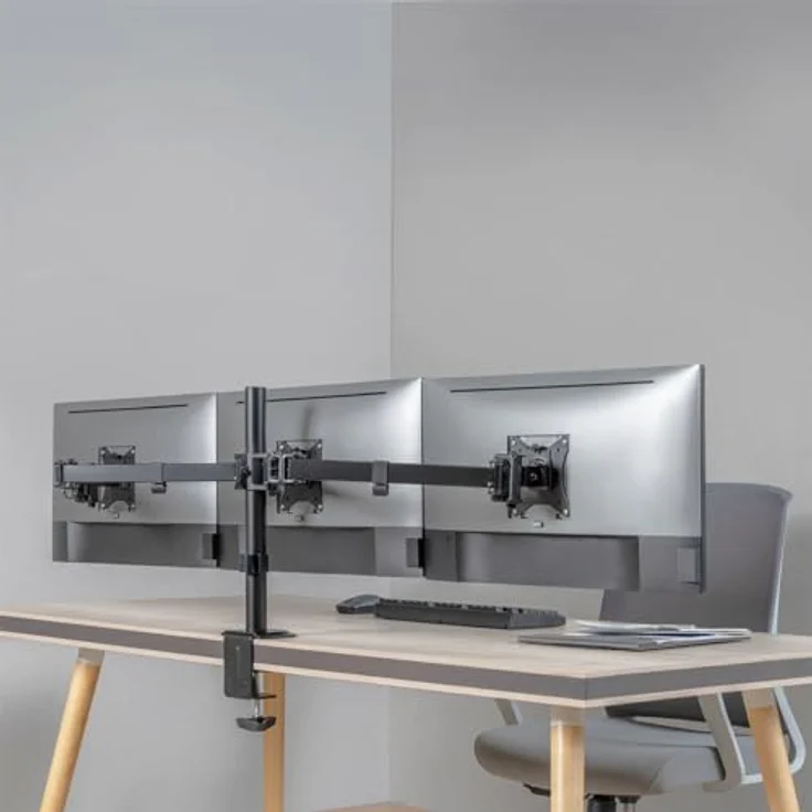 LogiLink Monitorhalterung aus Aluminium für 3 Monitore (17–27"), Armlänge: je 658 mm – Bild 2