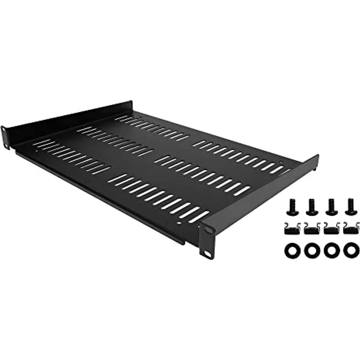 StarTech.com 1U Server Rack Shelf - Universal Vented Rack Mount Cantilever Tray for 48,30cm (19-'-') Network Equipment Rack & Cabinet - Durable Design - Weight Capacity 55lb-25kg - 30,50cm (12-'-') Deep Shelf, Black (SHELF-1U-12-FIXED-V) - Rack - Regal - S - Preisvergleich – Bild 6
