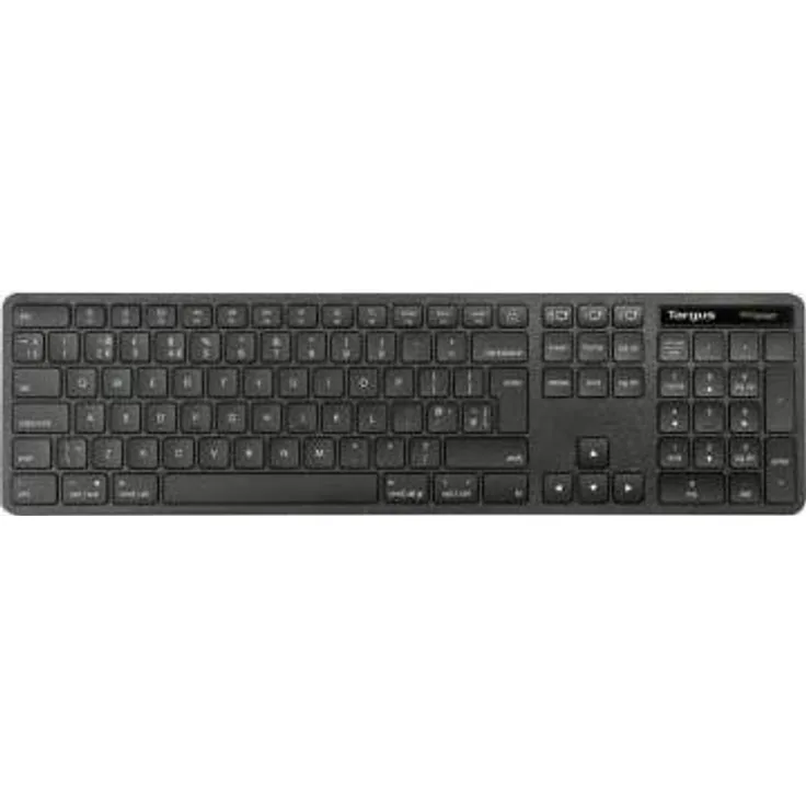 Targus EcoSmart AKB873UK, Kabellose Vollgrösse Tastatur mit RF Wireless & Bluetooth 5.0, QWERTY, Antimikrobiell, Schwarz