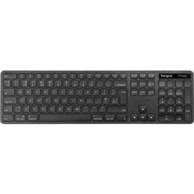 Targus EcoSmart AKB873UK, Kabellose Vollgrösse Tastatur mit RF Wireless & Bluetooth 5.0, QWERTY, Antimikrobiell, Schwarz