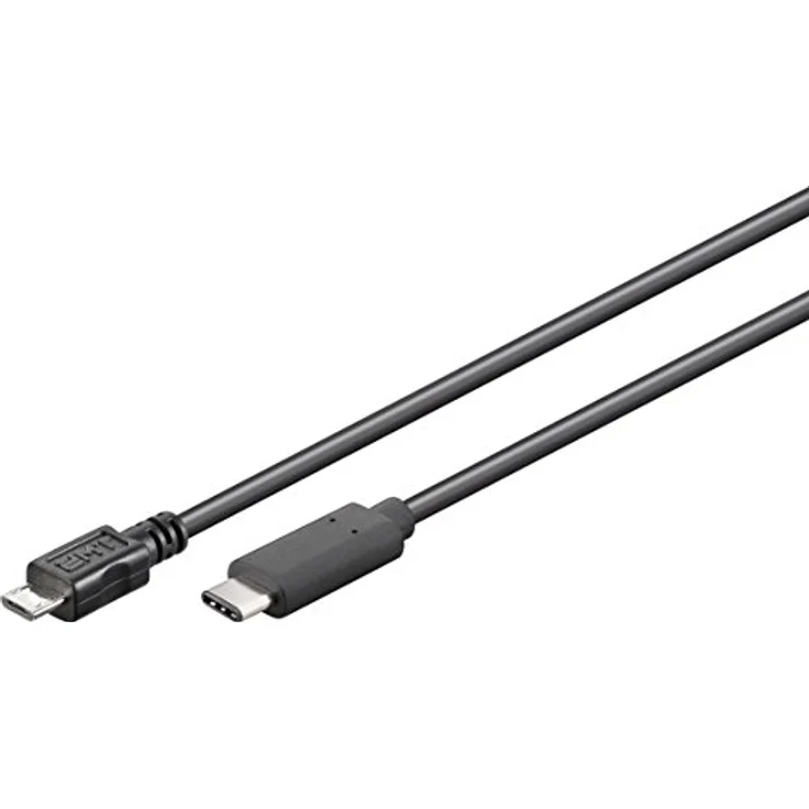 Good Connections USB 2.0 Anschlusskabel - USB-C Stecker an USB 2.0 Micro B Stecker - KUPFERLEITER, Doppelschirmung, 480 Mbit-s Datenübertragung - schwarz - 0,5 m - 50 cm – Bild 2