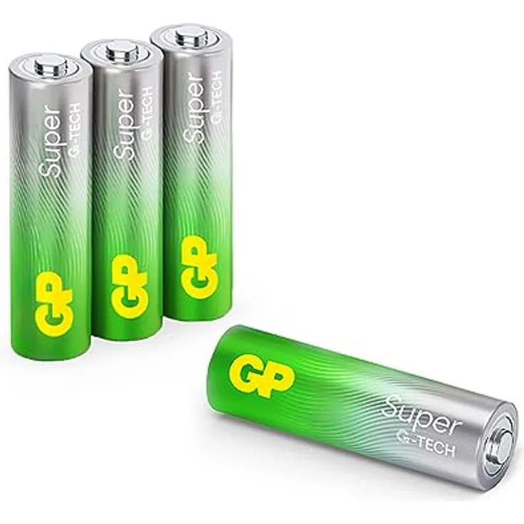 GP Super Alkaline Batterien AA Mignon, LR06, 1,5V, 4 Stück, ideal für die Stromversorgung von Geräten des täglichen Bedarfs - Die Neue G-TECH-Technologie