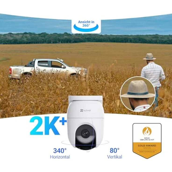 EZVIZ CB8 Lite 4G Überwachungskamera mit 360° PTZ, 4MP, Farb-Nachtsicht, 2-Wege-Audio, Person/Fahrzeugerkennung und 5W Solarpanel – Bild 4