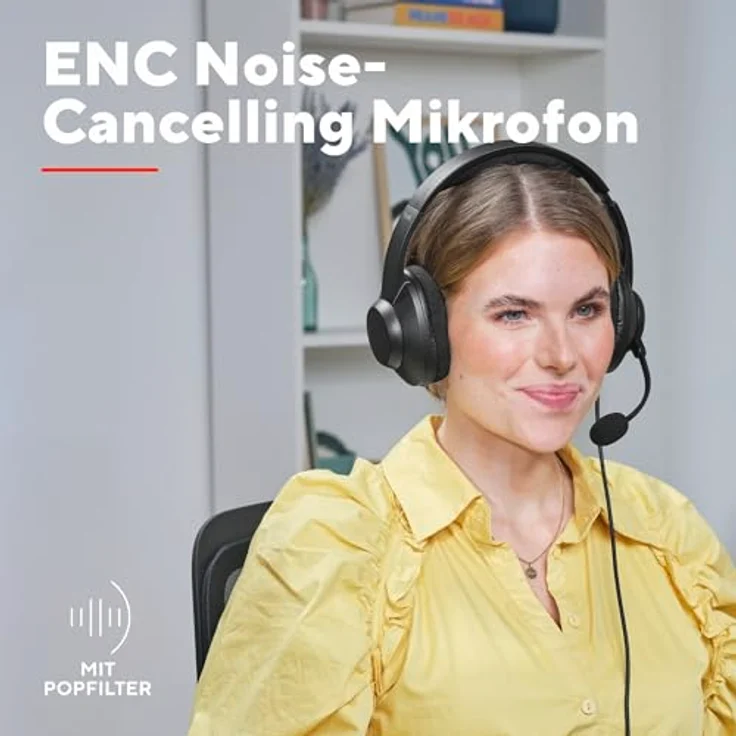 Trust Ayda Max USB Headset, Over-Ear Kopfhörer mit Noise Cancelling ENC Mikrofon, 1,80m Kabel, 85% Recyclingkunststoff, Schwarz – Bild 3