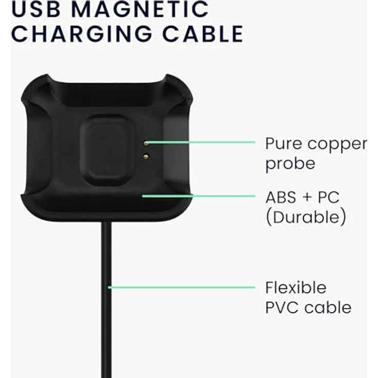 kwmobile USB Kabel Charger für Xiaomi Mi Watch Lite/Redmi Watch - Smart Watch Ersatzkabel - Fitnesstracker Aufladekabel, Schwarz – Bild 5