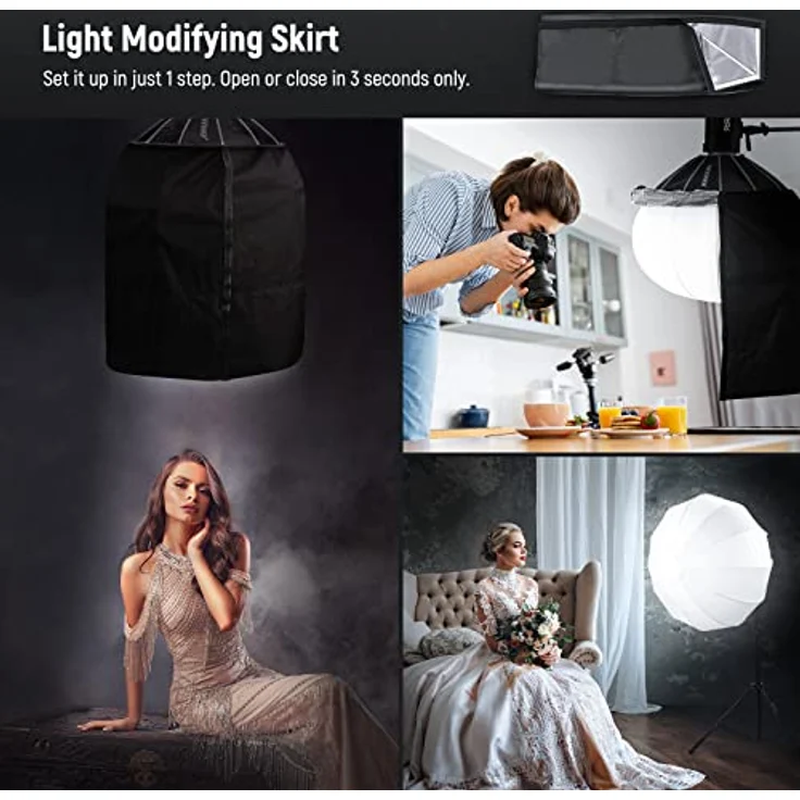 NEEWER 90cm Laternen Softbox mit 360° Lichtdiffusor, Schnellwechsel-Vorrichtung, Bowens Mount, kompatibel mit Aputure 600d und Godox SL60W – Bild 4