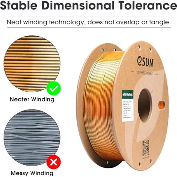 eSUN Silk Magic PLA Filament 1.75mm, Dual-Color Co-Extrusion, Farbverlauf Schwarz-Gold, 1KG Spule für 3D-Drucker – Bild 3