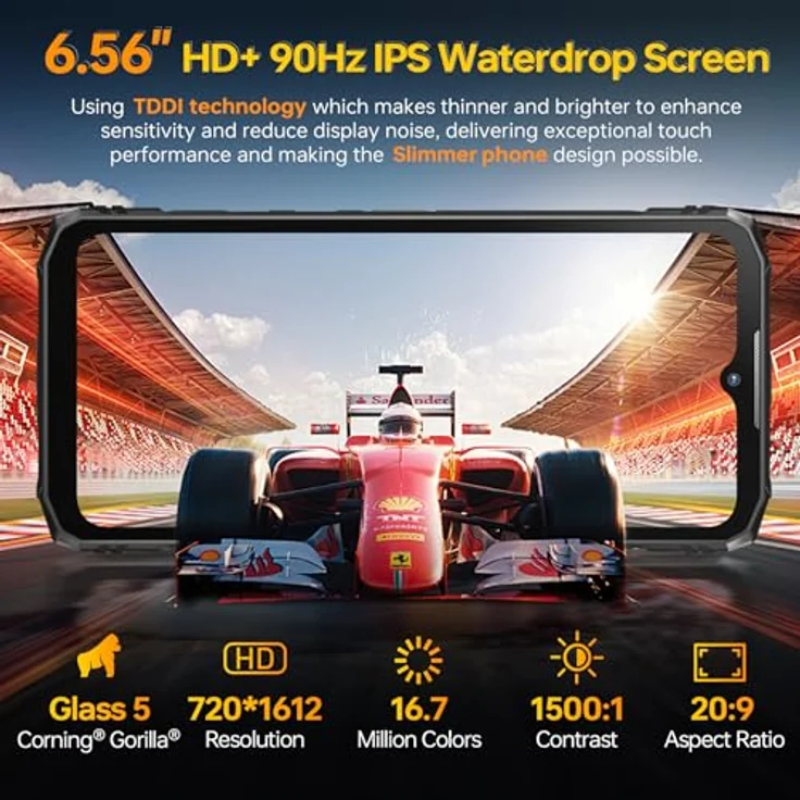 DOOGEE Blade 10 Pro Outdoor Smartphone 2024, 16GB+256GB(2TB), 6.56'' HD+, 50MP+8MP Camera, Baustellenhandy 5150mAh, Rot – Bild 3
