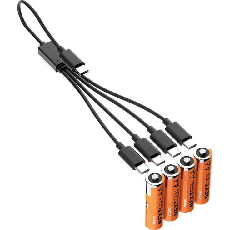 XTORM NextGen Mignon (AA)-Akku, wiederaufladbar über USB-C, 2200 mAh, 4er-Pack, langanhaltende Leistung