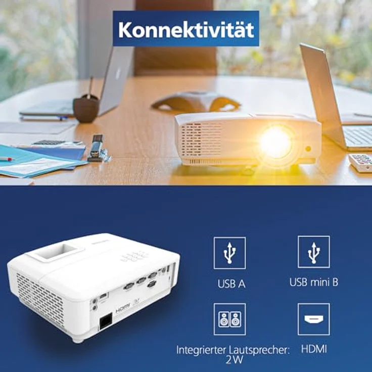 Philips ProPix 650 DLP Beamer, WXGA 1280 x 800 Pixel, 4000 ANSI Lumen, erweiterte Bildkorrektur, Weiß, 2,5 kg – Bild 4
