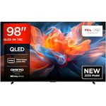 TCL 98T8C, 98 Zoll QLED 4K HDR Ultra HD Smart TV mit Google TV, Dolby Vision & Atmos, 144Hz Motion Clarity Pro, FreeSync, Onkyo 2.1 Sound, Sprachsteuerung