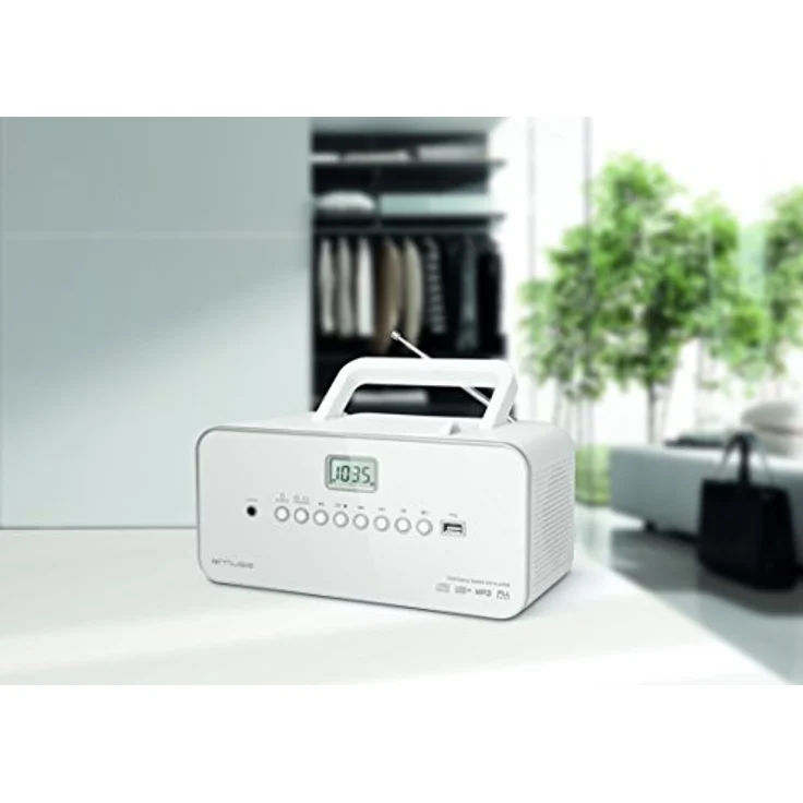 Muse M-28 RDW CD-Radio tragbar, PLL UKW-Radio, MW-Tuner, Senderspeicher, USB, MP3-Wiedergabe, Netz- oder Batteriebetrieb, weiß – Bild 3