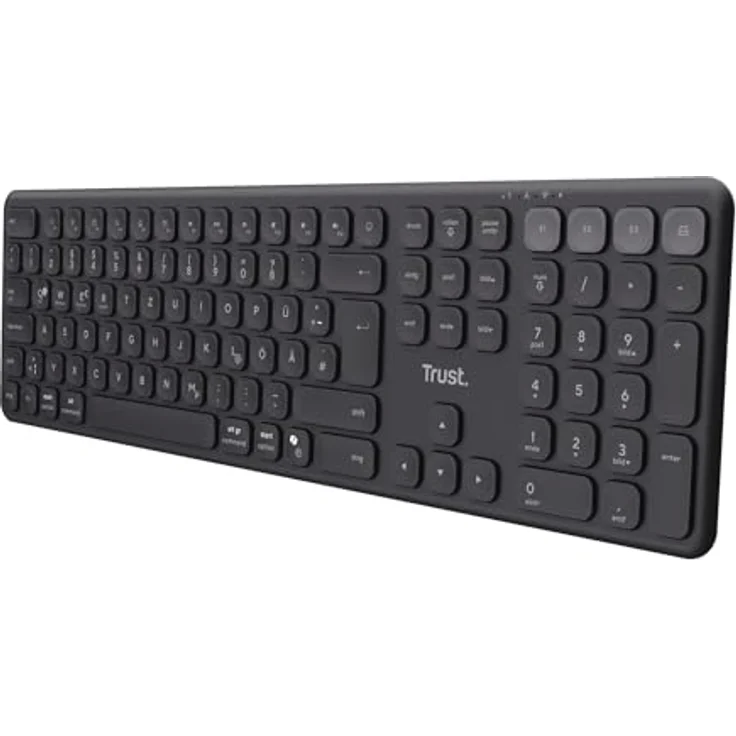 Trust Vaiya Kabellose Multigerätetastatur, Schwarz, 2,4 GHz & 3x Bluetooth, Scherentasten, 6 Monate Akkulaufzeit, Multi-OS-Unterstützung – Bild 2