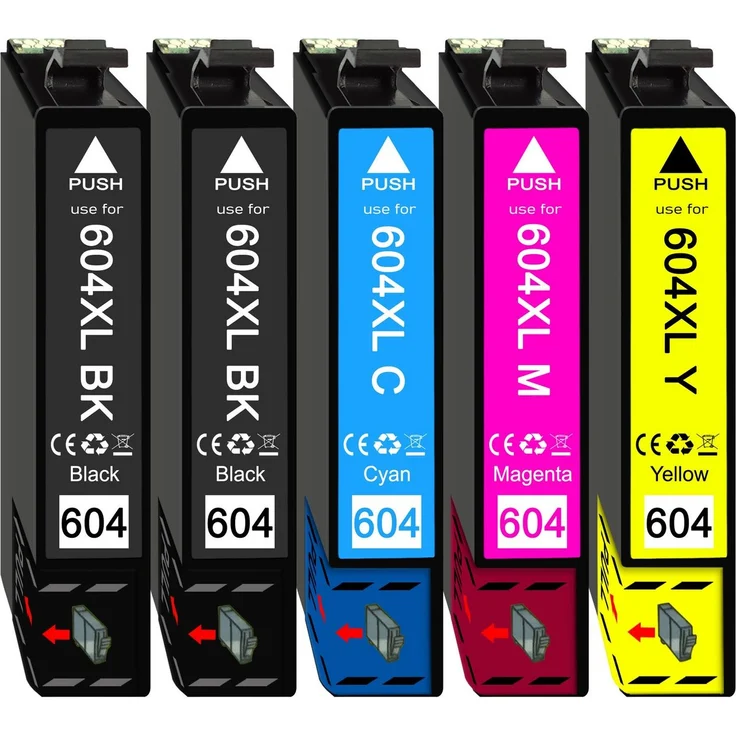 Druckerparadies 5er Multipack für Epson 604XL Tintenpatronen Set Tintenpatrone (5-tlg., hohe Kapazität, für XP3200 XP2205 XP3205 XP4200 XP4205 WF2910 WF2930 WF2935 WF2950) – Bild 1