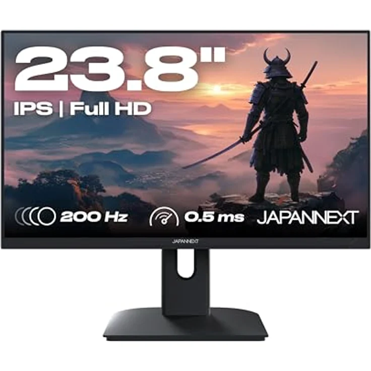 JapanNext JN-I238FHD200F, 23.8" Gaming Monitor mit IPS Full HD 200Hz, 0.5ms, Höhen- & Neigungsverstellung, integrierten Lautsprechern, G-Sync/FreeSync, schwarz – Bild 1
