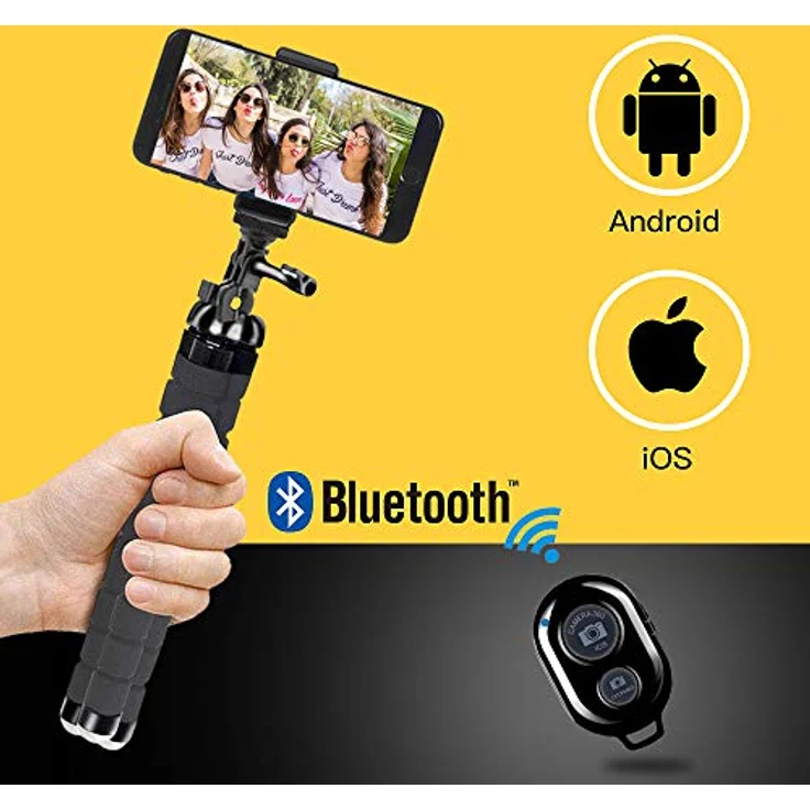 Handy Stativ Flexibel iPhone Stativ Halterung Kamera Stativ Mini Dreibeinstativ Reisestativ mit Bluetooth Fernbedienung für Iphone, Android Phones, Kameras, und GoPro – Bild 3