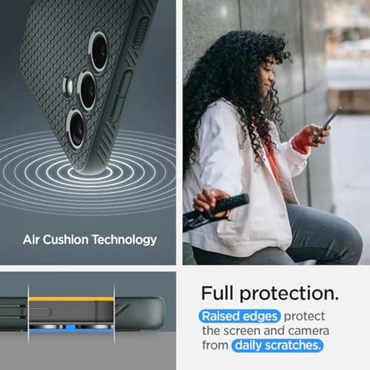 Spigen Liquid Air Hülle Kompatibel mit Samsung Galaxy S24 -Grün Gemustertes TPU mit Eckschutz und Spider Web Stoßabsorption – Bild 5