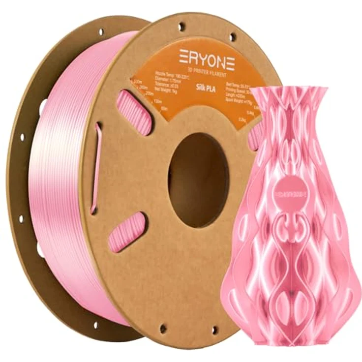 ERYONE Silk PLA Filament 1.75 mm, 3D-Drucker Filament mit 0,03 mm Düse, 1 kg/Spule, Silk Rosa – Bild 1