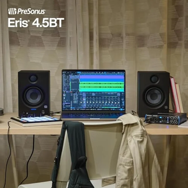 Presonus Eris 4.5BT, Bluetooth Lautsprecher 2nd Gen, 50 W, schwarz mit Boxenständern, 1 Paar – Bild 4