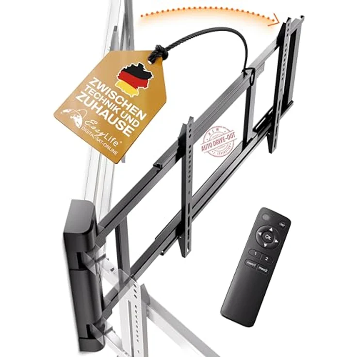 EasyLife Elektrische Schwenkbare TV-Wandhalterung mit Auto-Drive-Out, ultraschlank 56mm, leiser Motor, Anti-Kollisionssystem für 32–75 Zoll, VESA bis 600×400 und 50kg – Bild 1