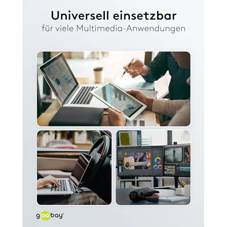 Goobay USB-C™-auf-USB-C™-Textilkabel, 3 m, weiß, mit Metallsteckern und Knickschutz, 60 W Leistung – Bild 10