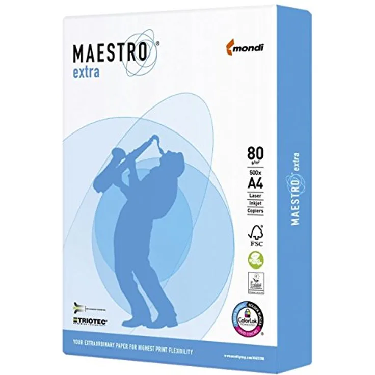MAESTRO EXTRA Papier A3, 80 g/qm, 500 Blatt, weiß - Premium Druckerpapier für erstklassige Ergebnisse