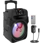 Pyle PPHP844B, Bluetooth PA Lautsprecher mit 400W, 8" Subwoofer, LED Party Lichter, Akku, USB/MP3 und Mikrofoneingängen