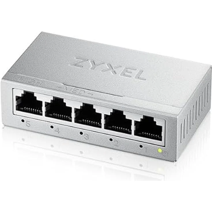 ZYXEL 5-Port Gigabit Unmanaged Ethernet Switch, Ethernet Splitter, Tisch- oder Wandmontage [GS-105B v5] - Langlebiges Metallgehäuse, energieeffizienter und geräuschloser Betrieb – Bild 1