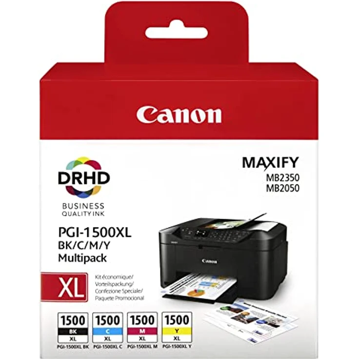 Canon PGI-1500 XL Druckerpatronen Multipack - Patronen Tintenpatronen (Schwarz Cyan Magenta Gelb) Original für MAXIFY Drucker – Bild 4
