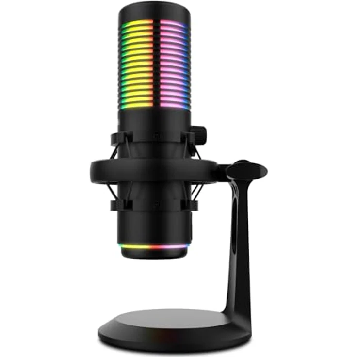 KROM KAZE - HQ Streaming Mikrofon-Kit mit Kugel- und Nierencharakteristik, 2 Kapselkondensatoren, Anti-Shock-Halterung, RGB, Schwarz – Bild 3