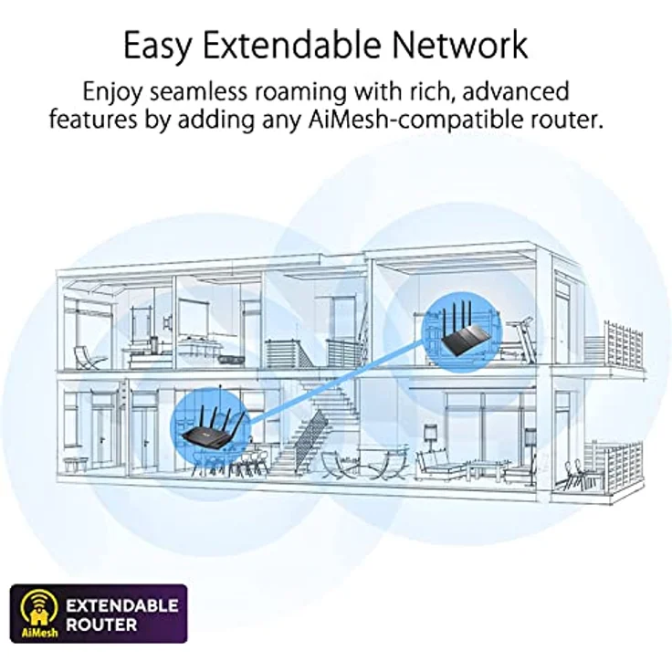 ASUS Rt-Ax57 Wireless Router, Gigabit Ethernet Dual-Band (2,4 GHz/5 GHz), Schwarz – Bild 3