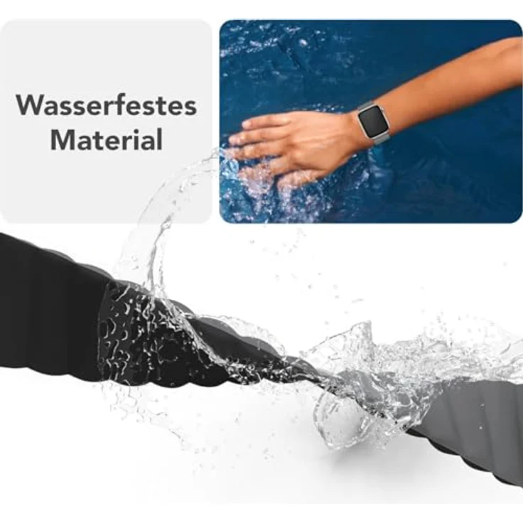 NALIA Core Magnet Armband für Apple Watch SE & iWatch Series 10-1, 38/40/41/42mm, Atmungsaktives Silikon Loop mit Rillendesign, Farbe: Finstergrau – Bild 5
