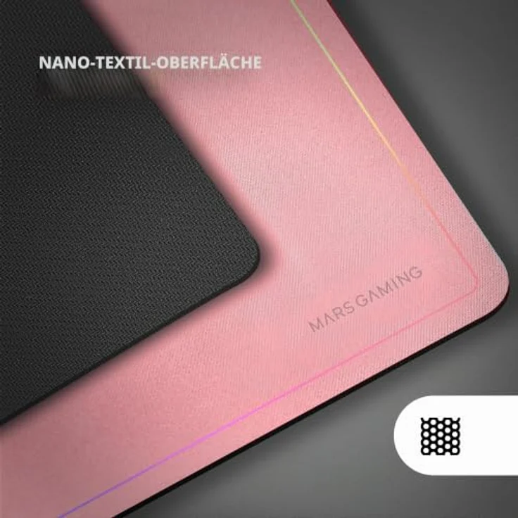 Mars Gaming MMP124, Gaming-Mauspad 360x260mm, rutschfeste Naturkautschuk-Basis, hochpräzise Nanotextil-Oberfläche, Regenbogen-Design, flexibel, Rosa – Bild 3
