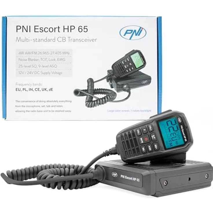 PNI Escort HP 65 ASQ, CB-Radiosender mit Noise Blanker, ASQ und einstellbarem SQ, 12 V - 24 V, Multinorm – Bild 2