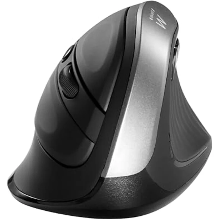 Ewent Vertical Ergonomische Kabellose Maus, 2.4 GHz, Nano USB-Empfänger, 800/1200/2400 DPI, 6 Tasten, für Windows und MacOS, Schwarz – Bild 2