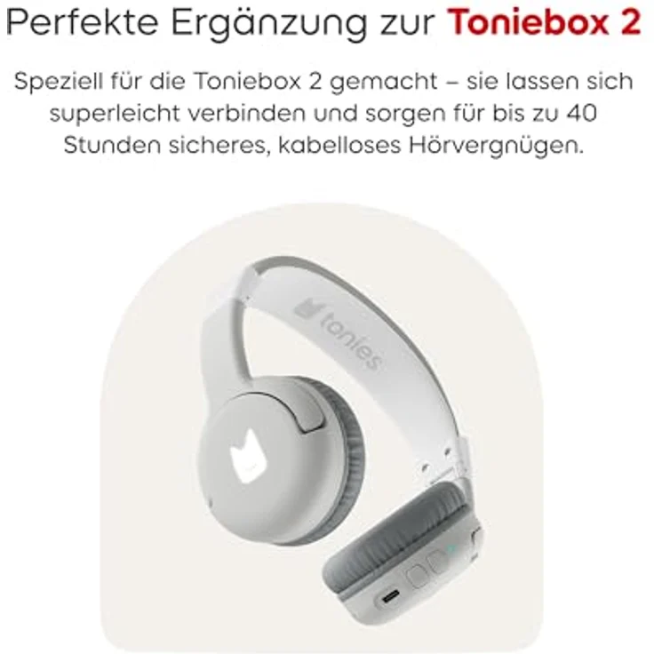 tonies Lauscher Revision Kinder-Kopfhörer, Bluetooth & NFC, kabellos mit LED-Lichtern, bis zu 40 Stunden Akkulaufzeit – Bild 4