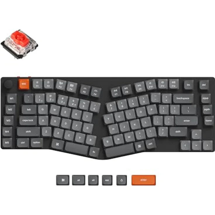 Keychron K15 MAX Custom Wireless Mechanische Tastatur 2.4 GHz/Bluetooth/USB-C, weiß LED, QMK/VIA Programmierbare Makros, PBT Keycaps, für Mac Windows, Super Red Switch, 75% Alice QWERTY US Layout. – Bild 1