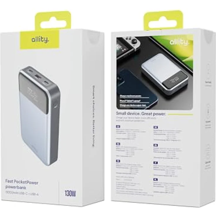 FOREVER Allity Powerbank APB-200 PD QC 130W 19200 mAh Grau - Schnelles Laden für Laptops und Smartphones – Bild 9
