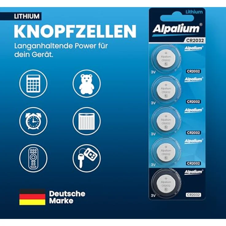 Alpalium CR2032 Knopfzellen, 20 Stück Lithium 3V für Airtag, Smarthome, Uhren, Autoschlüssel und medizinische Geräte – Bild 3