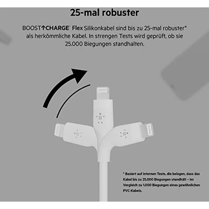 Belkin Flex Lightning-USB-A, Apple zert., 2m, weiß – Bild 4