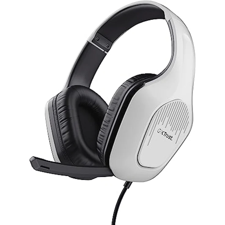 Trust Gaming GXT 415PS Zirox Leichtes Gaming Headset für Playstation 5 mit 50-mm-Treiber, 1,2 m Kabel, 3,5-mm-Audioanschluss, Hochklappbares Mikrofon, Over-Ear PS5 Kopfhörer mit Kabel - Weiß – Bild 1