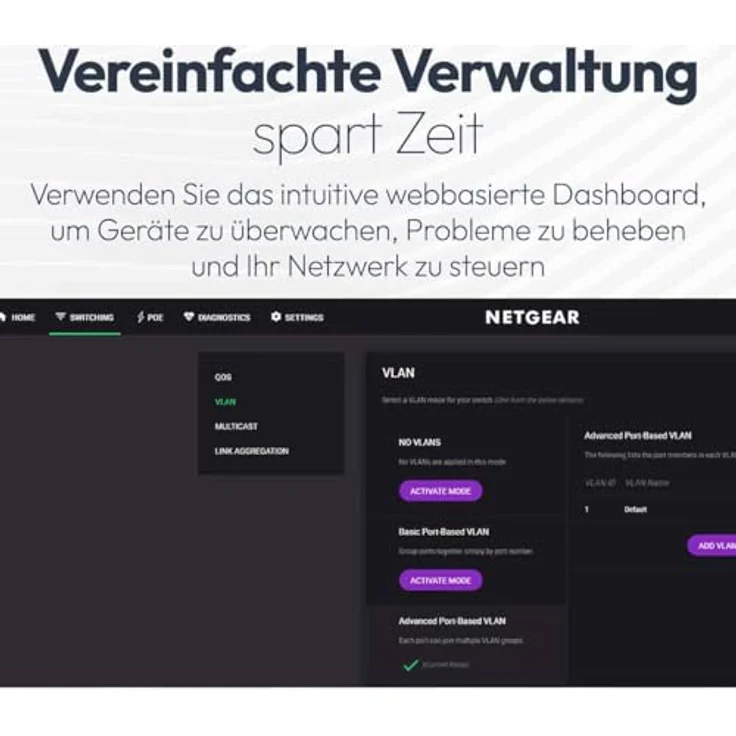 Netgear S350 48-PORT 1G PoE+ Smart Switch, Netzwerk Switch mit 48 Ports, 1 Gbit/s Geschwindigkeit, PoE+ Unterstützung und 4 SFP-Ports – Bild 7