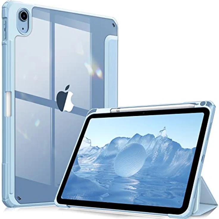 Fintie Hybrid Hülle für iPad 10. Generation 2022 (10.9 Zoll) mit Stifthalter - Stoßfeste Schutzhülle mit transparenter Hartschale auf der Rückseite, Himmelblau – Bild 1
