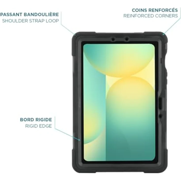 Mobilis All in Case für Galaxy Tab S10 FE, S9 FE, S9, Ultra-robuste Tablet-Hülle mit 360°-Kickstand und verstellbarem Handgurt, Schwarz – Bild 6