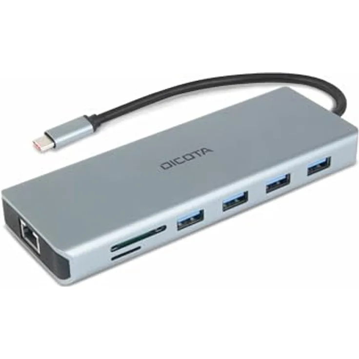 Dicota D32065 USB-C 13-in-1 Hub, Docking Station mit 4K HDMI/DP und 100W Power Delivery, Silber