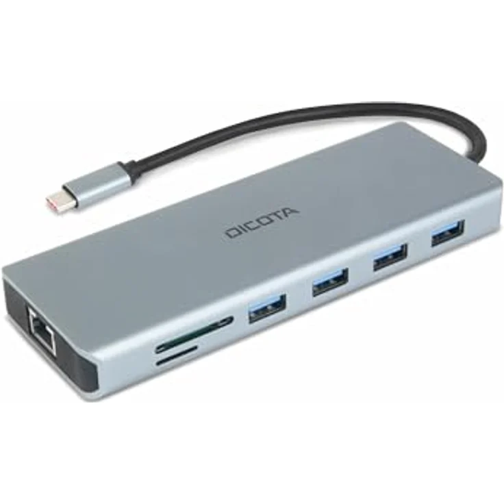 Dicota D32065 USB-C 13-in-1 Hub, Docking Station mit 4K HDMI/DP und 100W Power Delivery, Silber