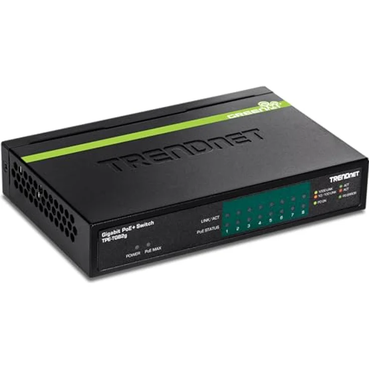 TRENDnet 8-Port GREENnet Gigabit PoE+ Switch, 61W PoE Leistung, 16 Gbit-s Schaltkapazität, Plug N Play, TPE-TG82G – Bild 2
