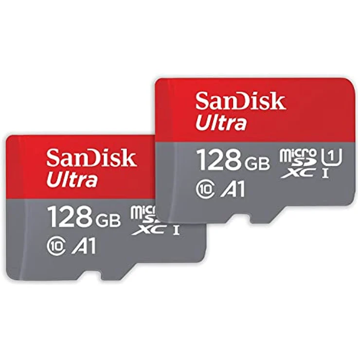 SanDisk Ultra microSDXC UHS-I-Speicherkarte 128 GB + SD-Adapter 2er-Pack (Für Smartphones und Tablets, A1, Class 10, U1, Full HD-Videos, bis zu 140 MB/s Lesegeschwindigkeit) 10 Jahre Garantie – Bild 1