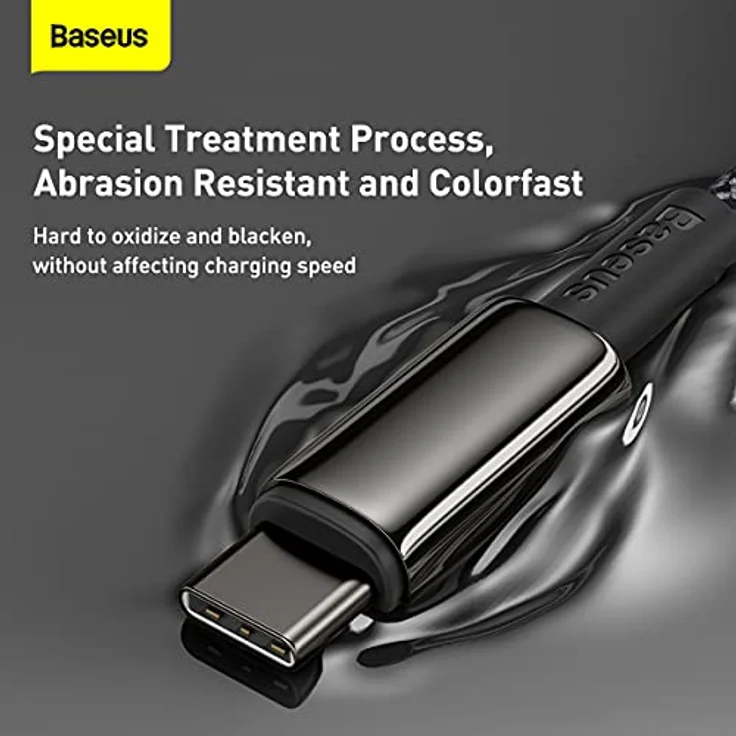 Baseus USB-C Kabel für USB-C Tungsten Gold, 100 W, 1 m, Schwarz – Bild 5
